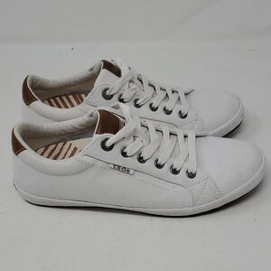 Taos Footwear Woman's  White Canvas Sneakers Size 8.5